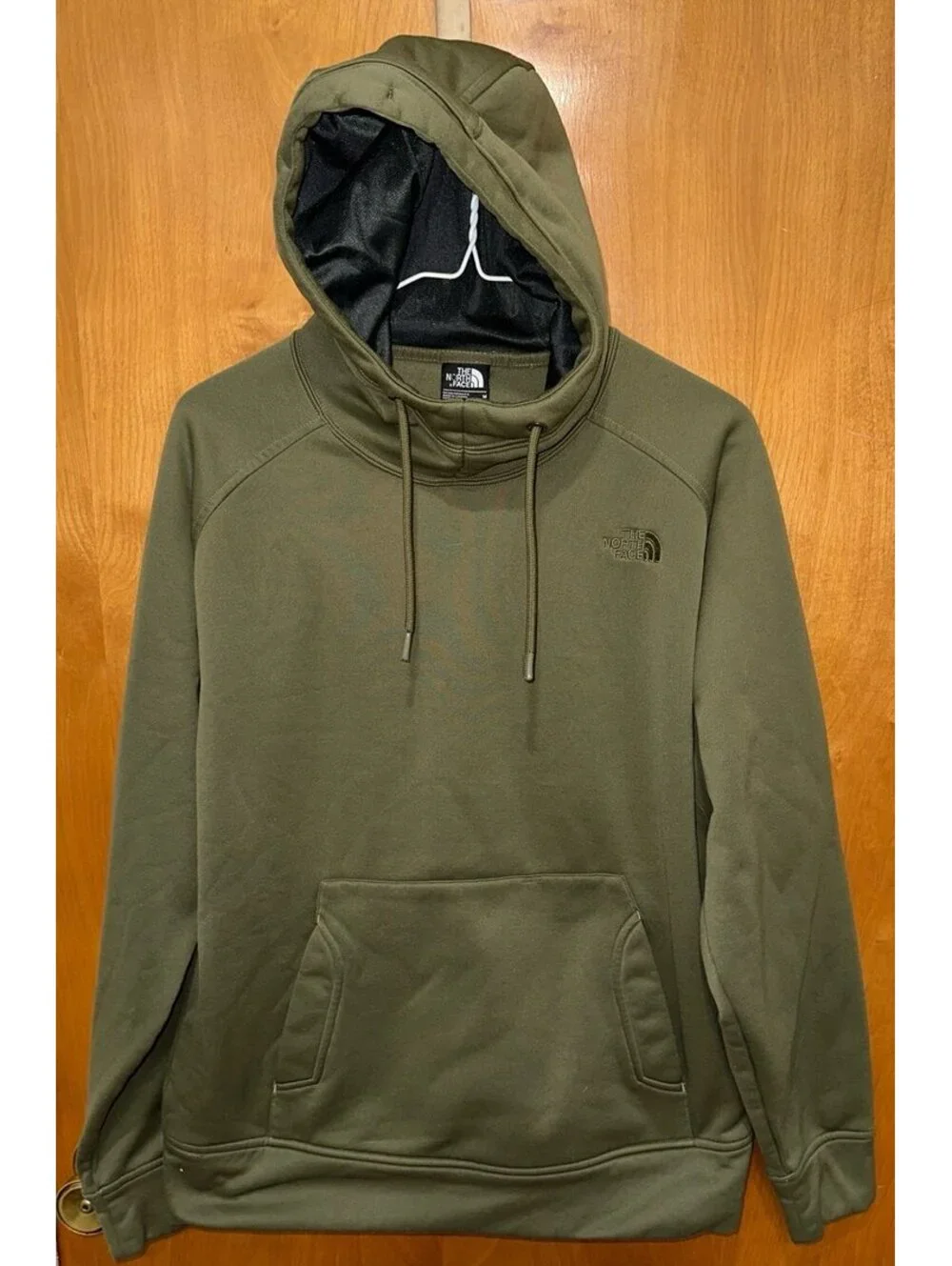 The north face army green hoodie size medium